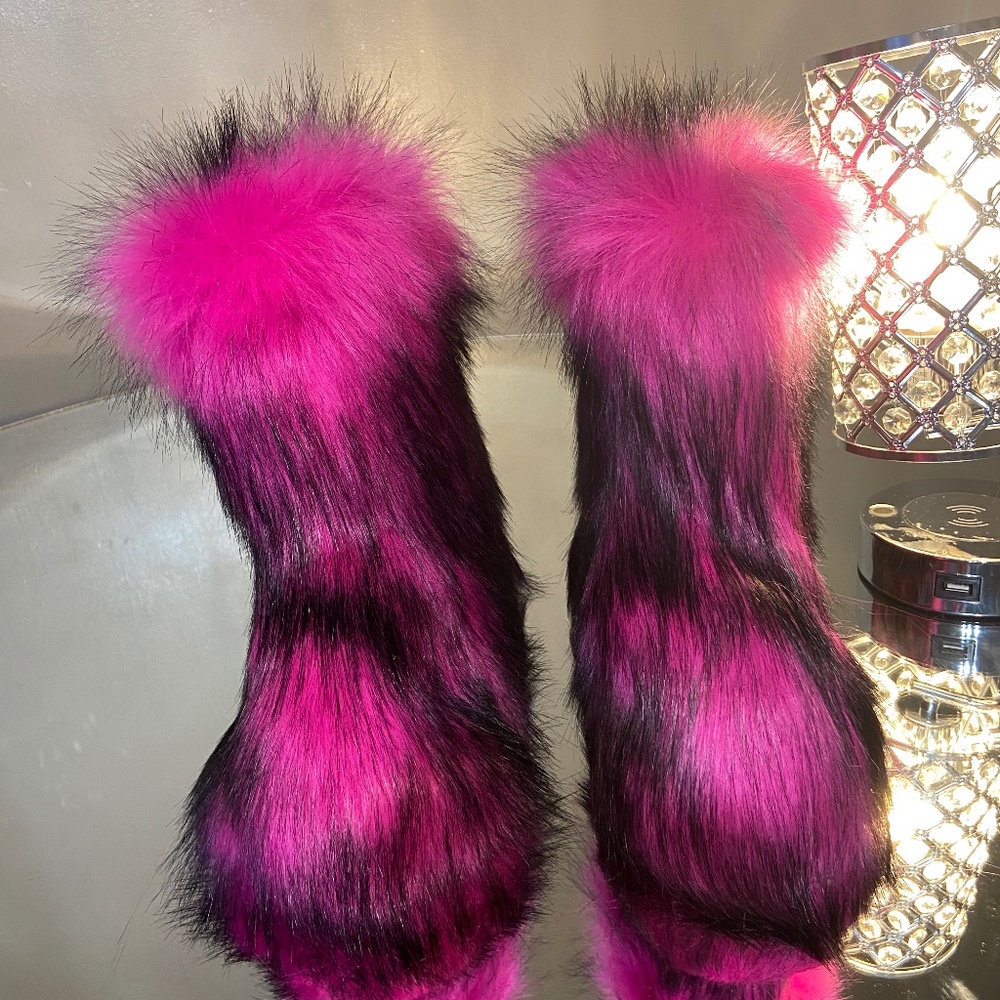 COPY - Pink Vegan Fur Boots